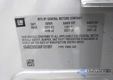 2010 Buick Lacrosse Cxl из США, поврежденный, VIN 1G4GC5EG3AF121267